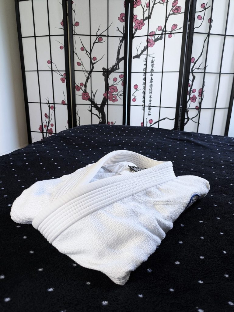 Bjj gi on a bed