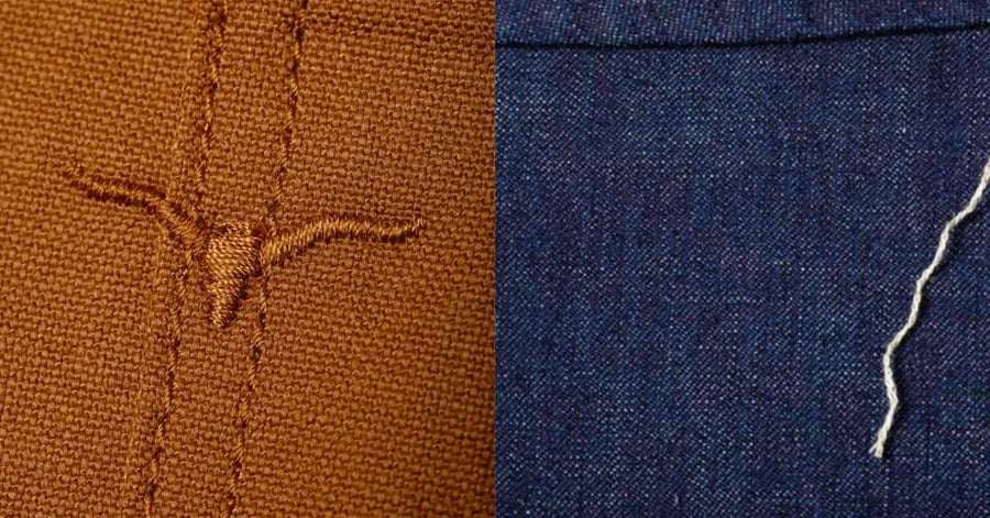 Denim vs canvas close up