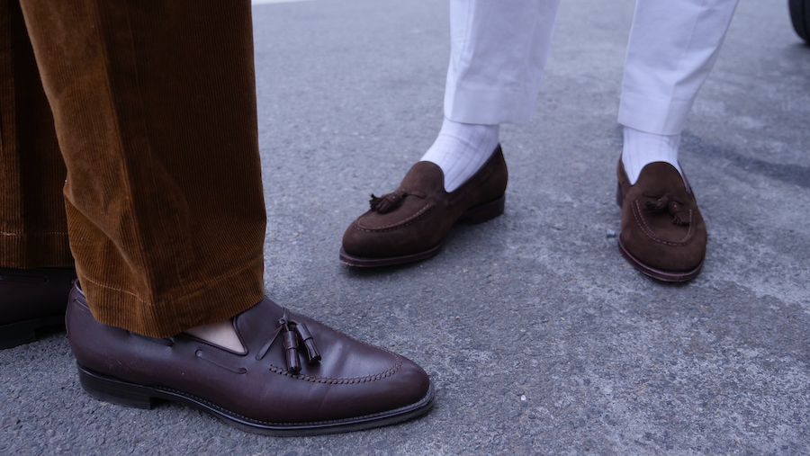 Loafers with white socks