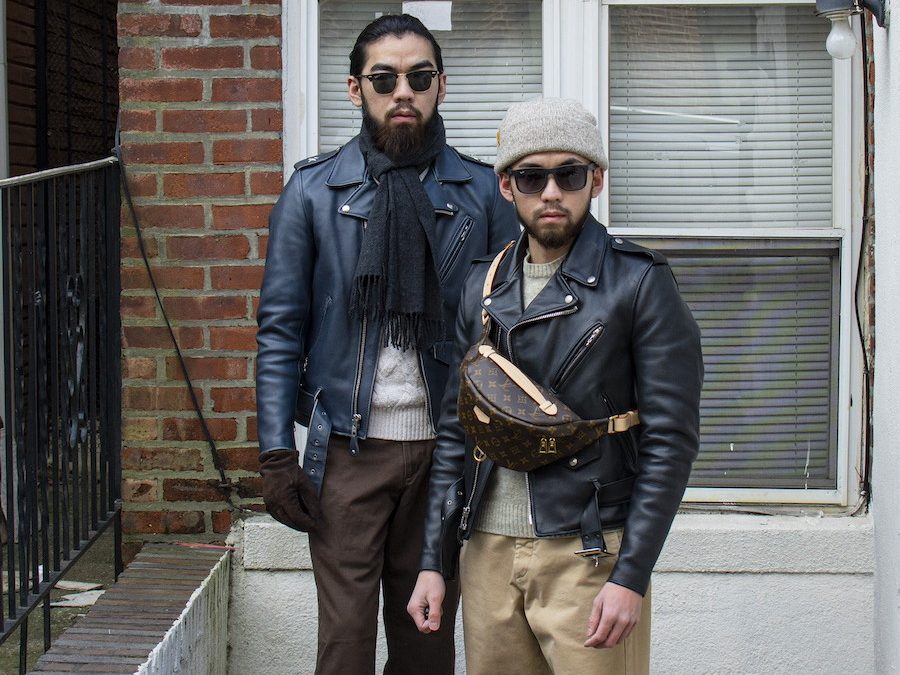 two men in the schott perfecto leather jacket 618