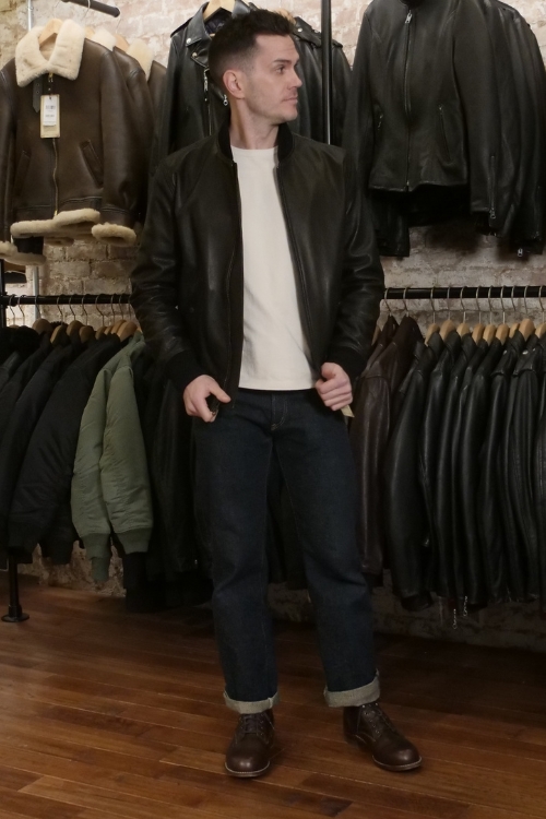 Casual t shirt leather jacket