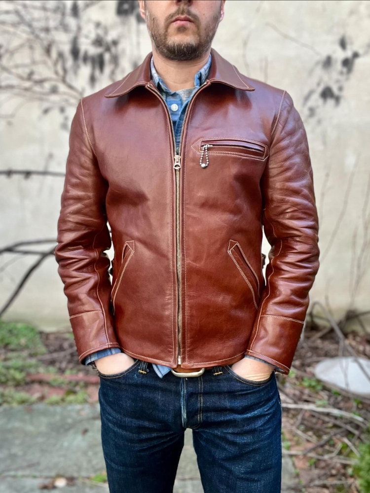 Custom himmel bros leather jacket front