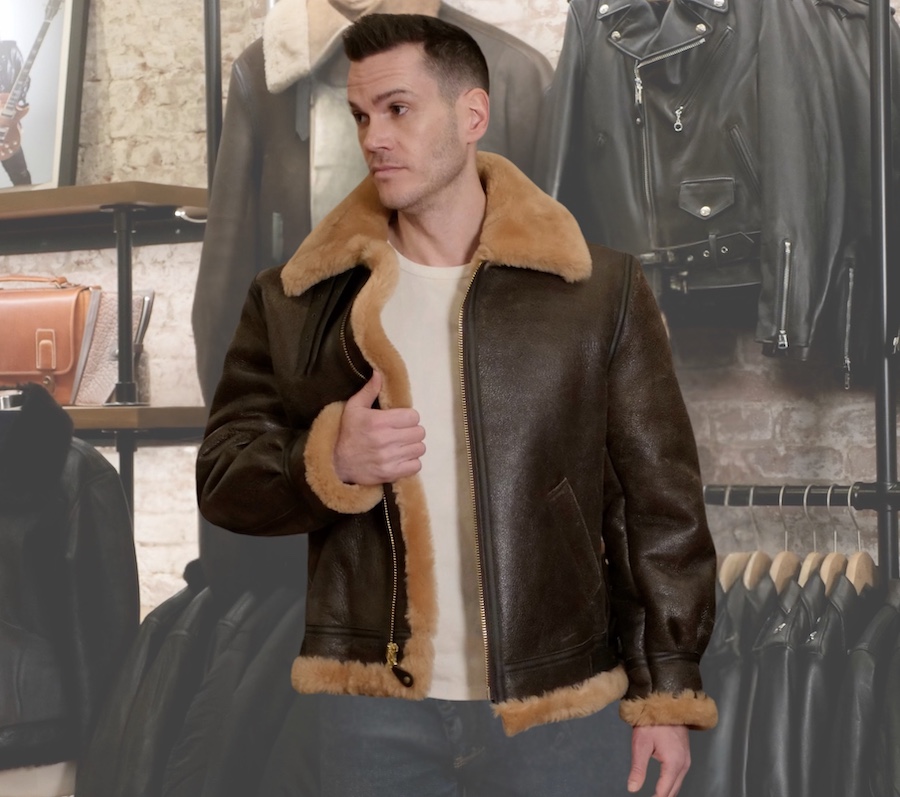 B3 leather bomber jacket sheepskin