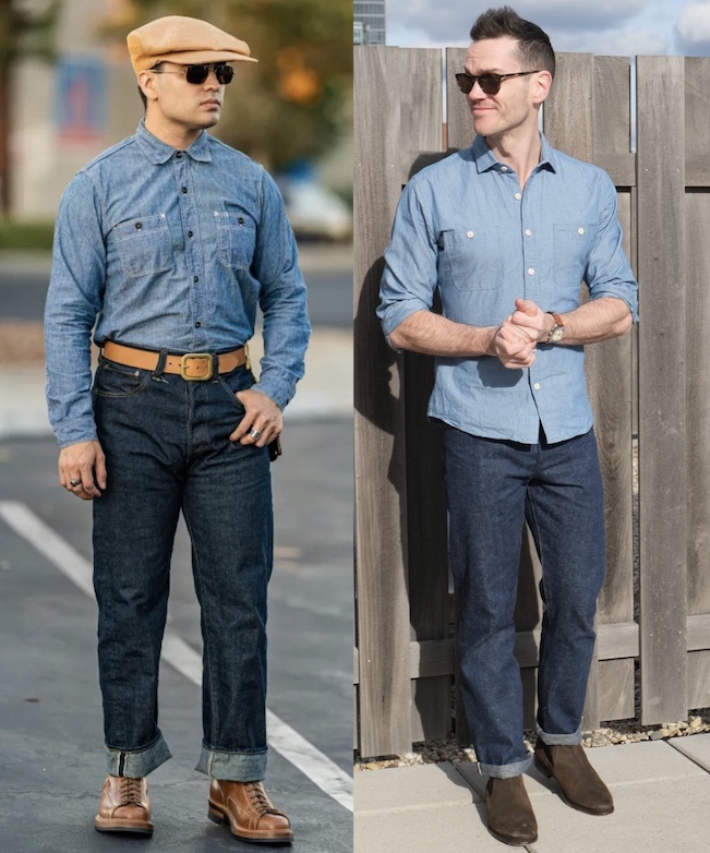 Chambray and denim jeans