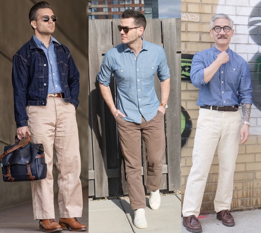 Chambray shirt and chinos