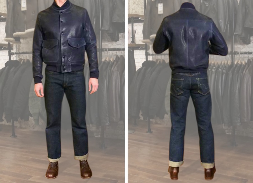 Schott a1 blue leather jacket