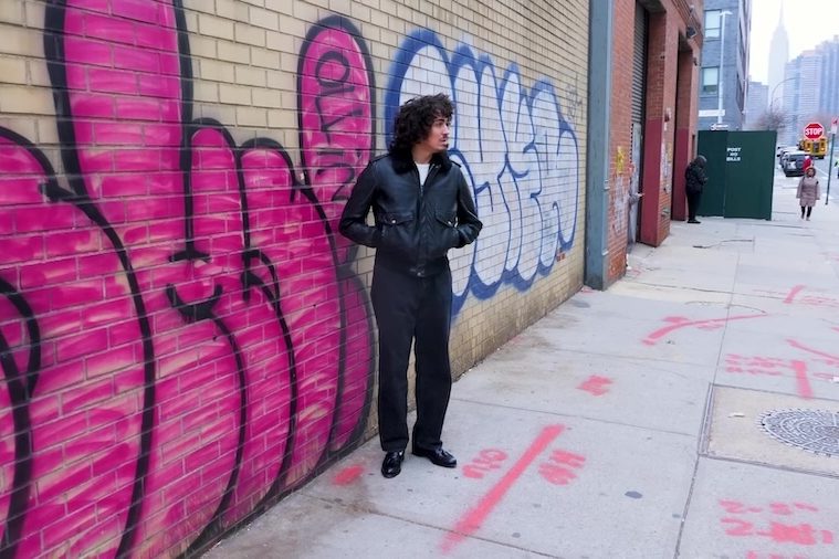 Alejandro_black leather jacket and black tassel loafers