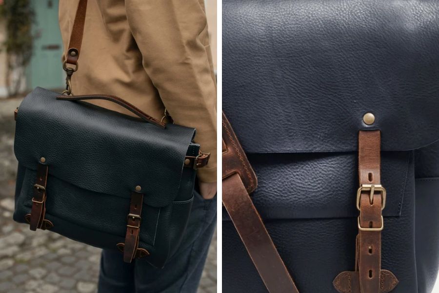 Bleu de chauffe veg tanned leather