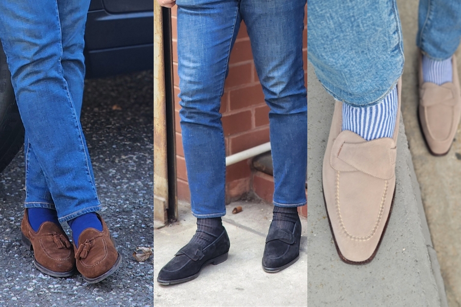 Jeans loafers socks