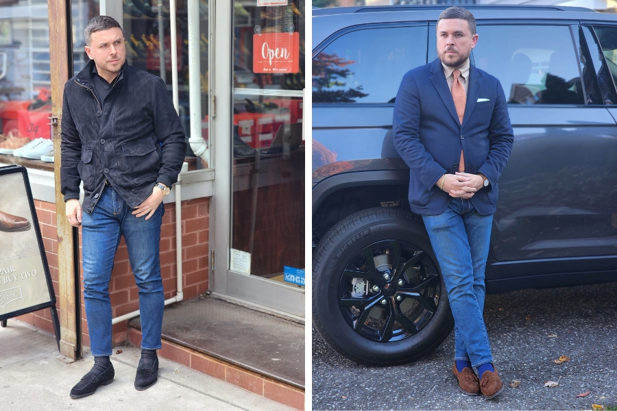 Skinny jeans loafers