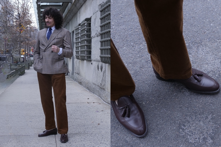 Smooth leather tassel loafers business casual