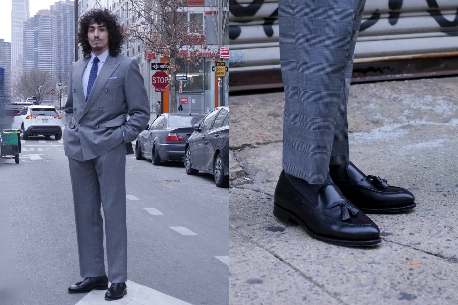 Smooth leather tassel loafers suit