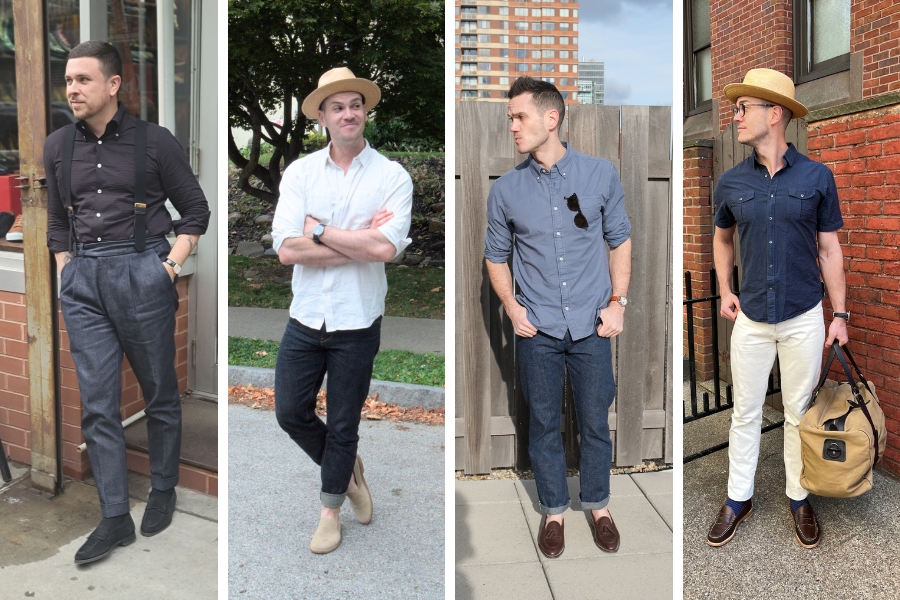 Straight legged tailored jeans loafers