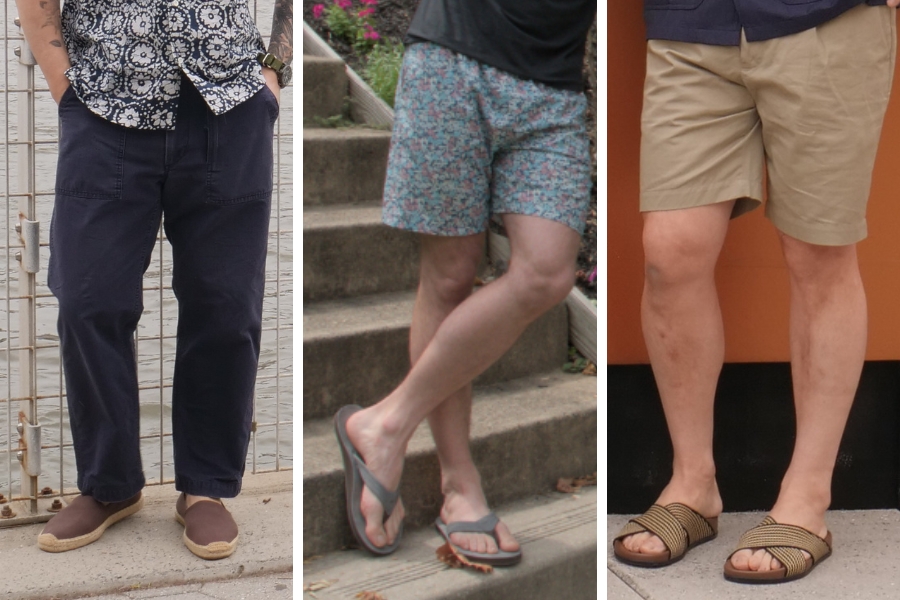 Camp collar shirts sandals espadrilles flip flops